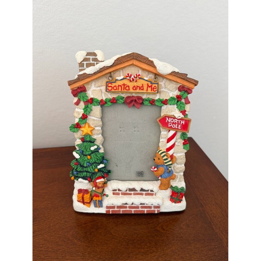 NEW FIGI Santa & Me Christmas Picture Frame Hand Painted 1998 VINTAGE